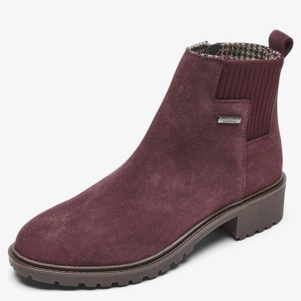 Rockport Ryleigh Size 10 Waterproof Maroon Suede Ankle Boots